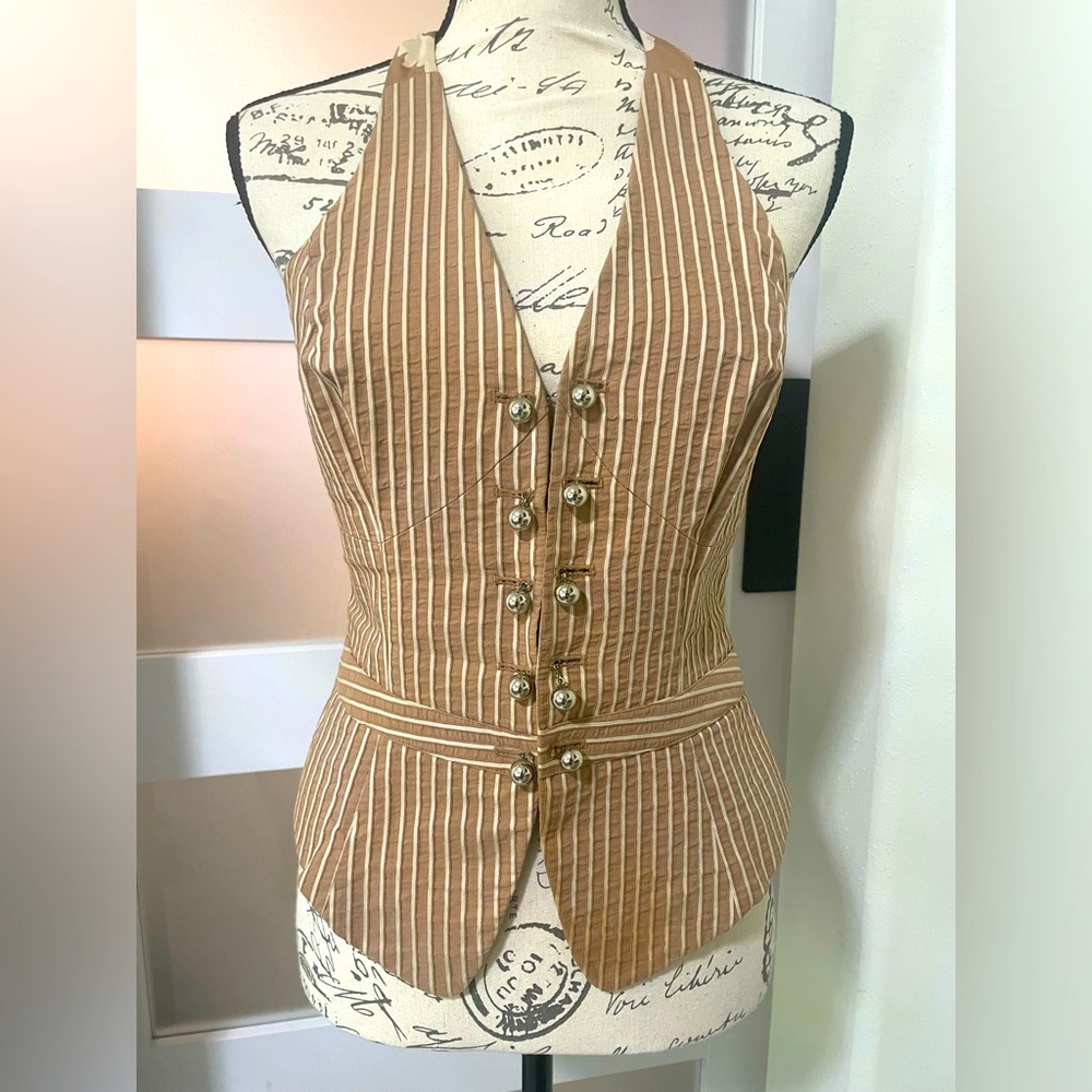 Tracy Reese Brown Striped Vest